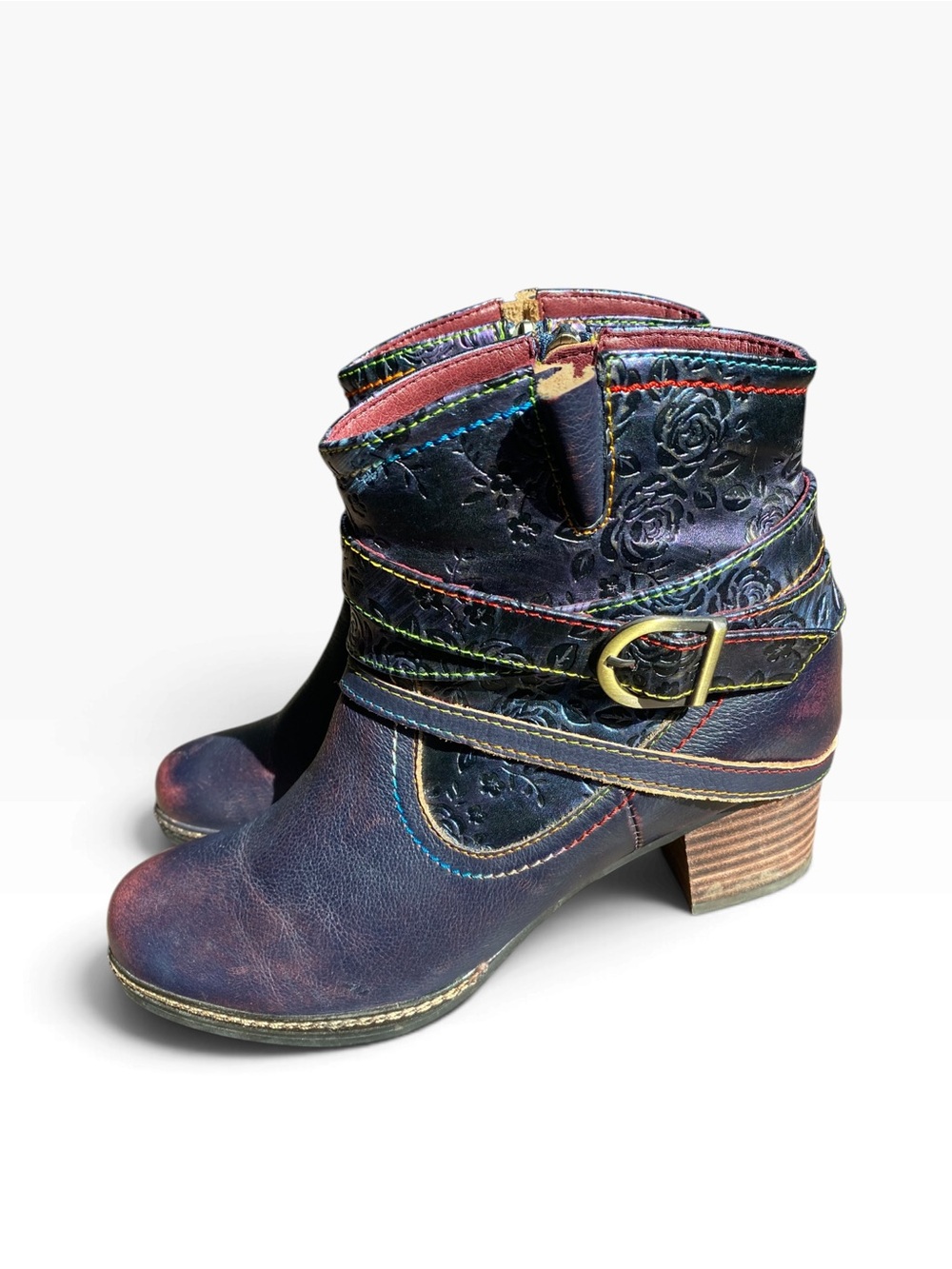 L’Artiste Spring Step Shazzam Rose Boots Womens 9 EU 40 Leather Floral Boho